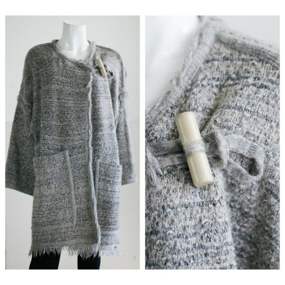 Chloé Thick Knit Boho Lagen Look LArge Toggle Button Massive Pockets Sweater L - Picture 1 of 12